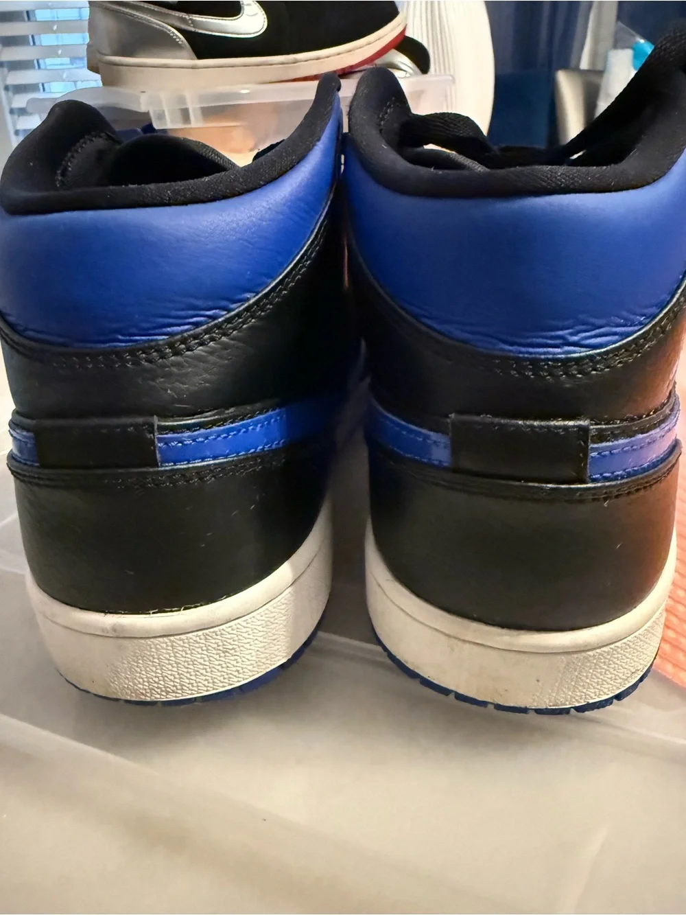 Jordan Men's Black and Royal Blue High-Top Sneakers
